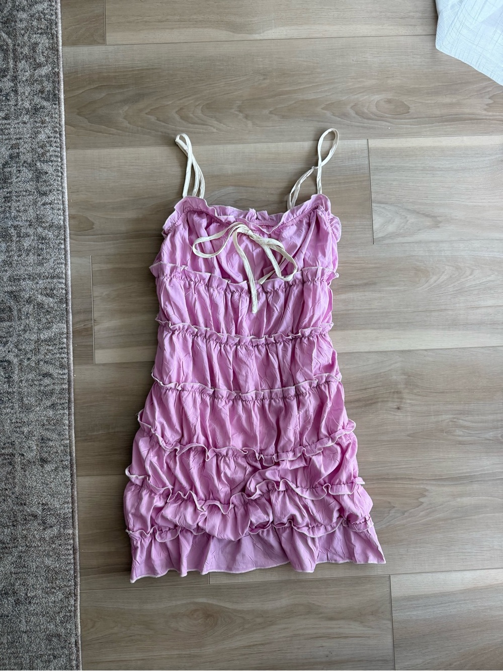 Pink Ruffle Spaghetti Strap Dress - Picture 2 of 4
